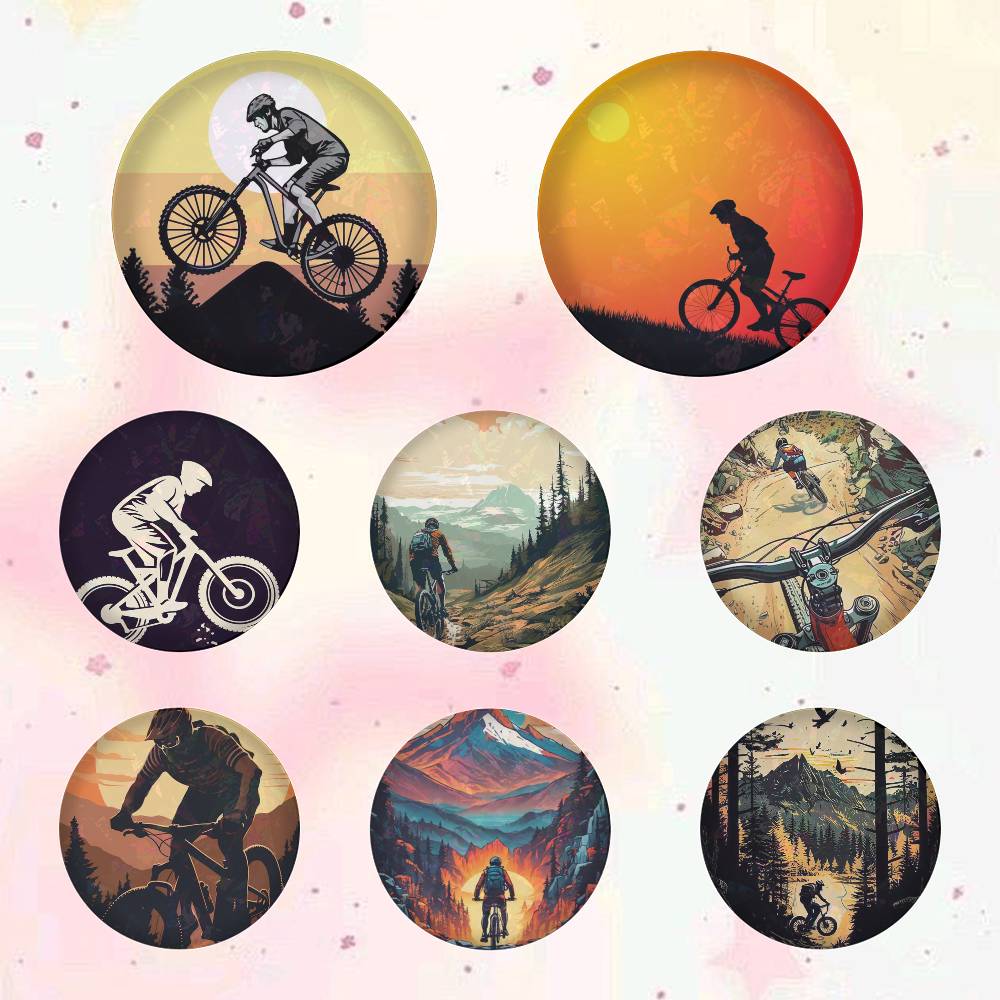 Mountain Biking Japan - Mountainbike 75x75 25x25 mm cartoon ronde