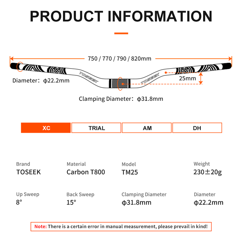 TOSEEK TM25/35 T800 Carbon Fib - Mountain Biking Xc recensie en prijs